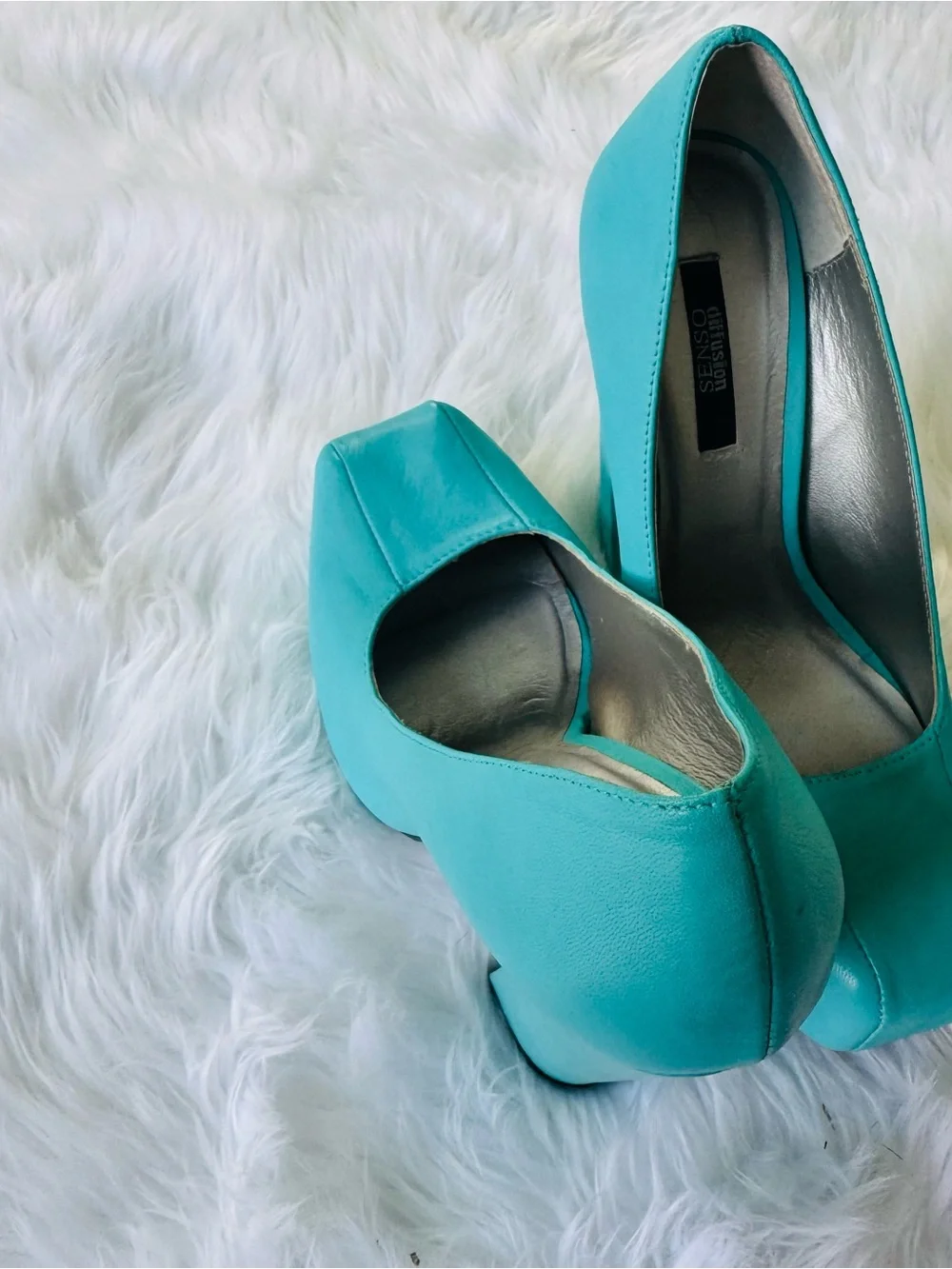 LF  Turquoise Platform Block Heels